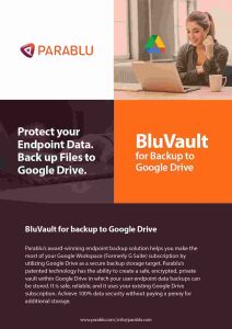 BluVault for backup to Google Drive