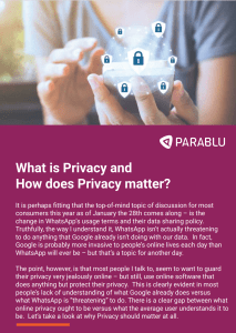 What is Privacy and How does Privacy matter?